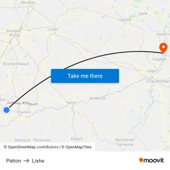 Pieton to Lixhe map