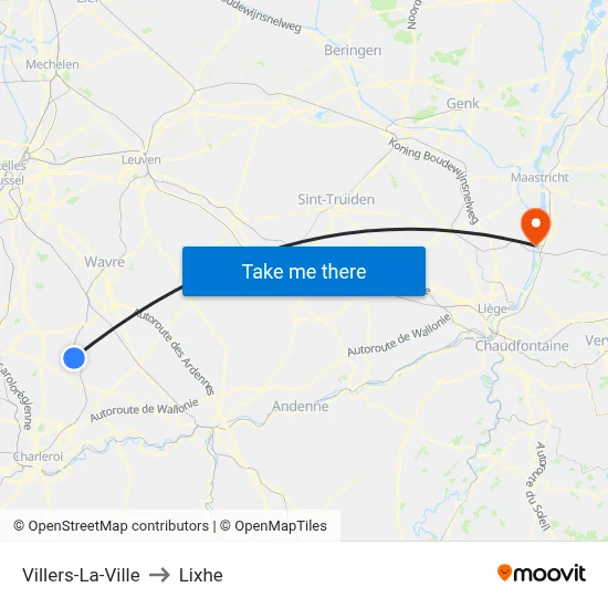 Villers-La-Ville to Lixhe map