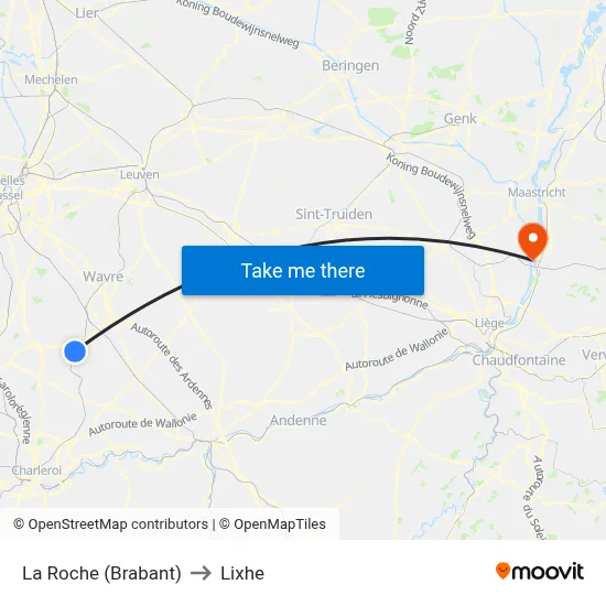La Roche (Brabant) to Lixhe map