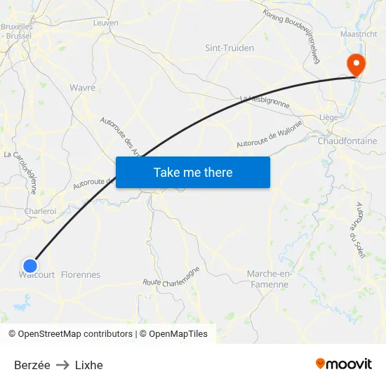 Berzée to Lixhe map