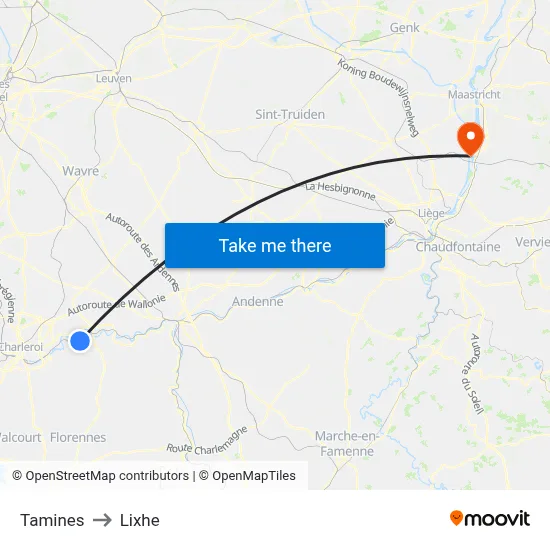 Tamines to Lixhe map