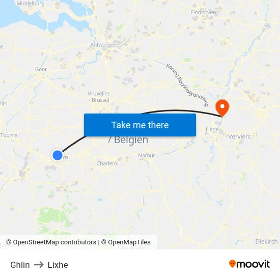 Ghlin to Lixhe map