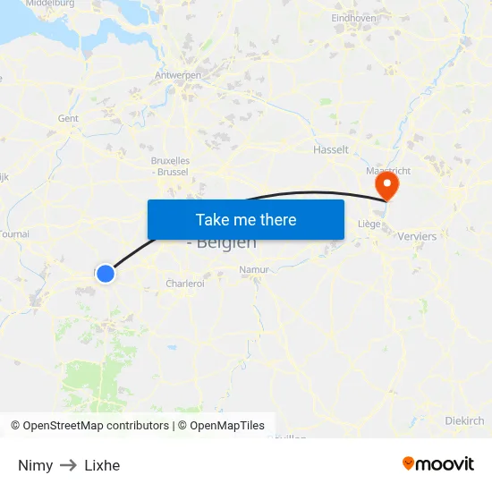 Nimy to Lixhe map