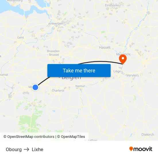 Obourg to Lixhe map