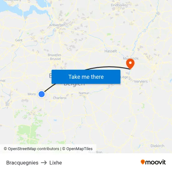 Bracquegnies to Lixhe map