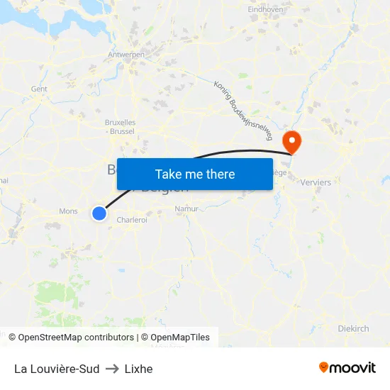La Louvière-Sud to Lixhe map
