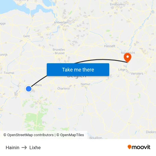 Hainin to Lixhe map