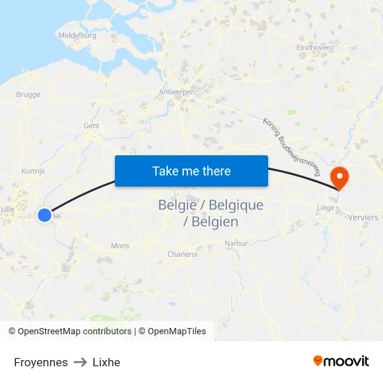 Froyennes to Lixhe map