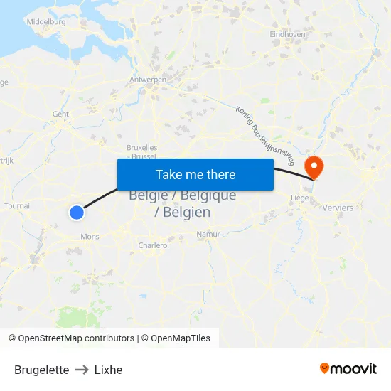Brugelette to Lixhe map