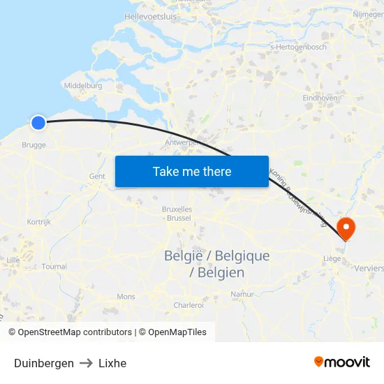 Duinbergen to Lixhe map