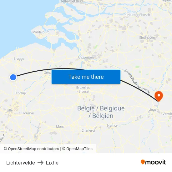 Lichtervelde to Lixhe map