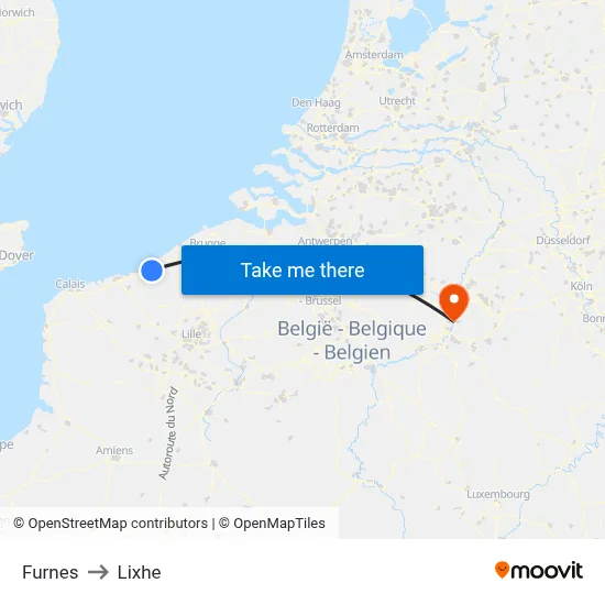 Furnes to Lixhe map