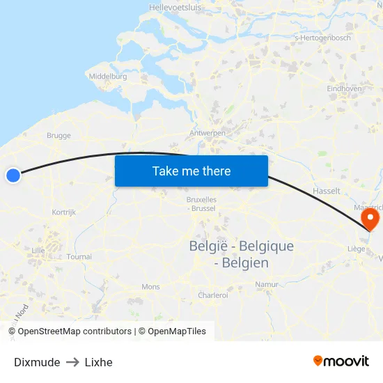 Dixmude to Lixhe map