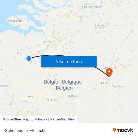Schellebelle to Lixhe map