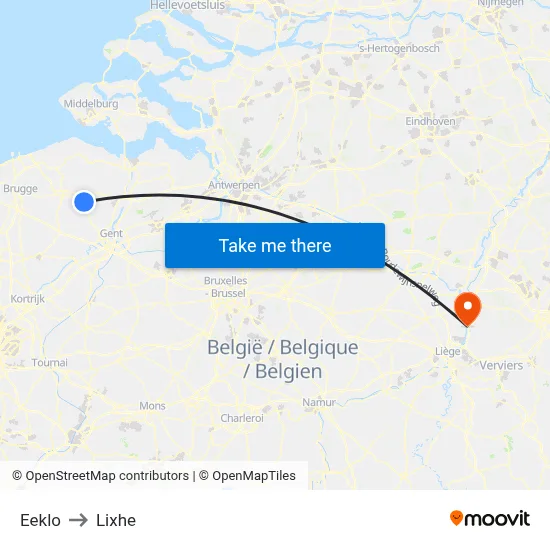 Eeklo to Lixhe map