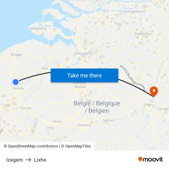 Izegem to Lixhe map