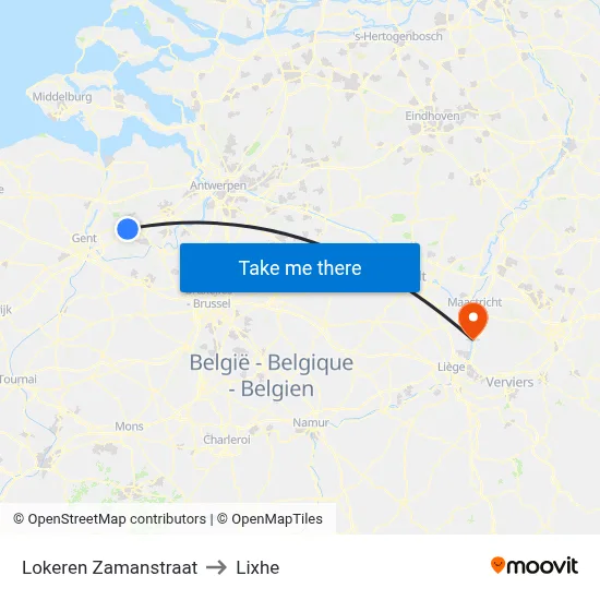 Lokeren Zamanstraat to Lixhe map