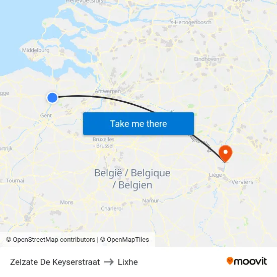 Zelzate De Keyser Street to Lixhe map