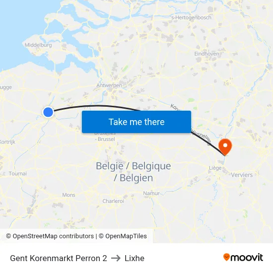 Ghent Grain Market Platform 2 to Lixhe map