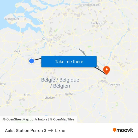 Aalst Station Perron 3 to Lixhe map