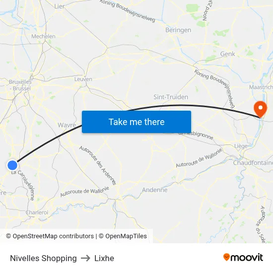 Nivelles Shopping to Lixhe map
