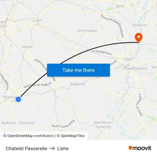 Chatelet Footbridge to Lixhe map