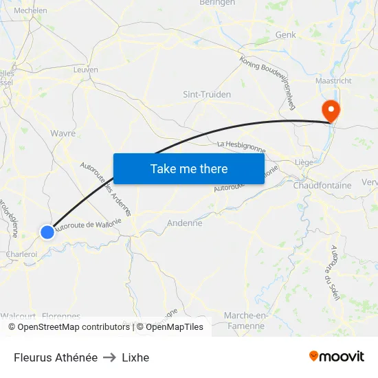 Fleurus High School to Lixhe map