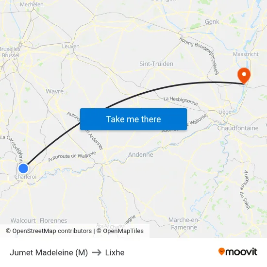 Jumet Madeleine (M) to Lixhe map