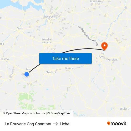 La Bouverie Singing Rooster to Lixhe map