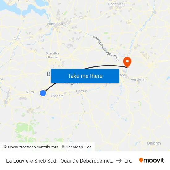 La Louviere Sncb Sud - Quai De Débarquement to Lixhe map