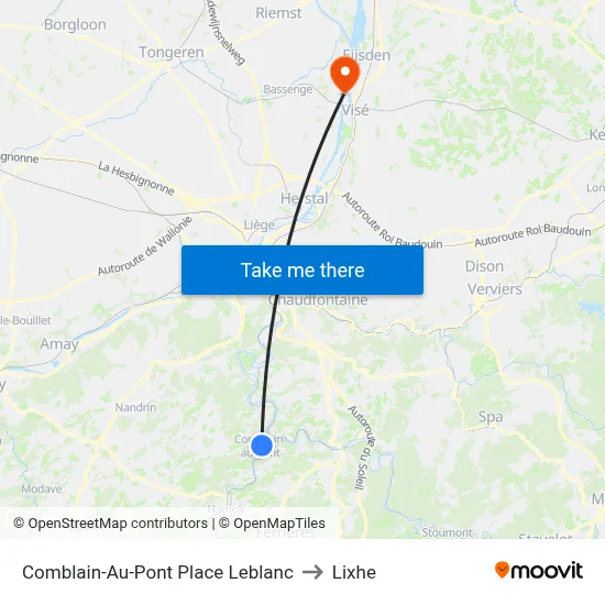 Comblain-Au-Pont Leblanc Square to Lixhe map