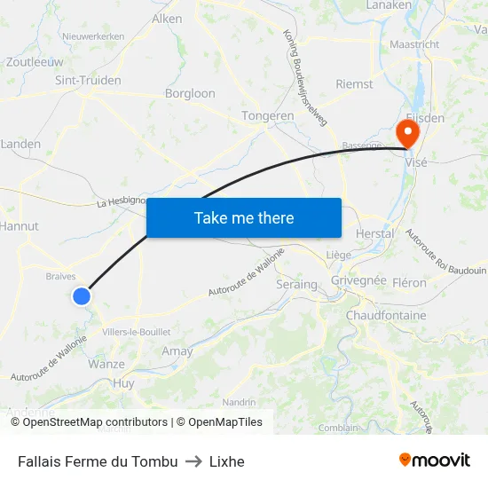 Fallais Tombu Farm to Lixhe map