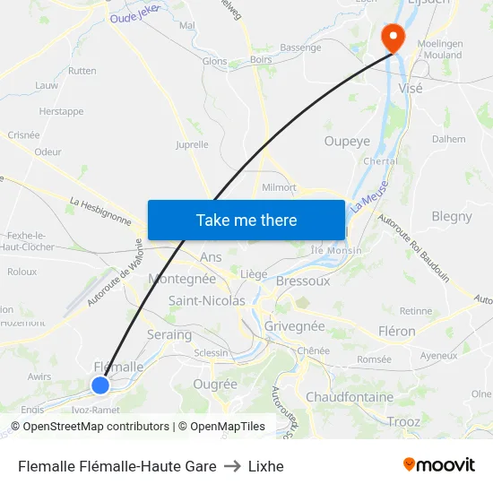 Flemalle Flémalle-Haute Gare to Lixhe map