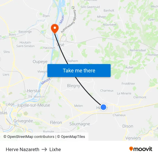 Herve Nazareth to Lixhe map