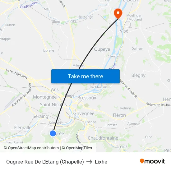 Ougree Pond Street (Chapel) to Lixhe map