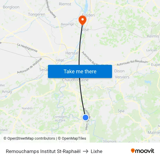 Remouchamps Institut St-Raphaël to Lixhe map
