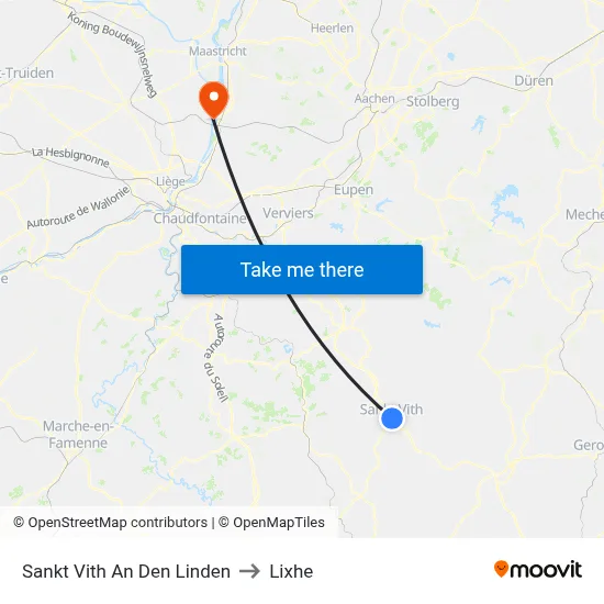 Sankt Vith At The Lindens to Lixhe map