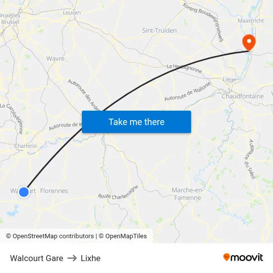 Walcourt Station to Lixhe map
