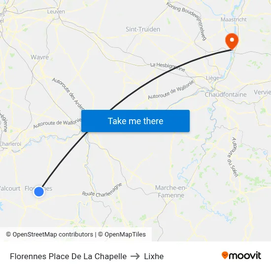 Florennes Chapel Square to Lixhe map
