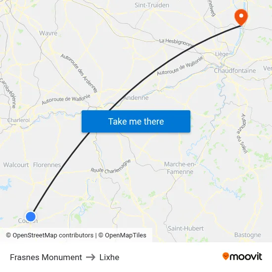 Frasnes Monument to Lixhe map