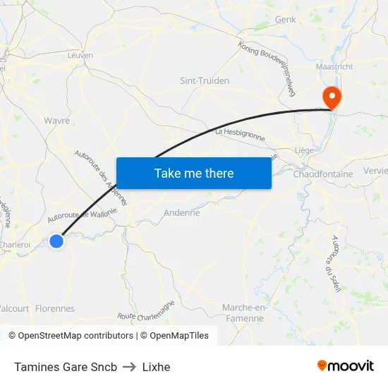 Tamines Railway Station to Lixhe map