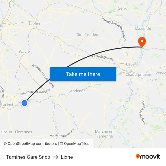 Tamines Railway Station to Lixhe map