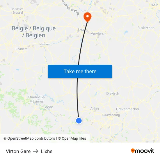 Virton Gare to Lixhe map