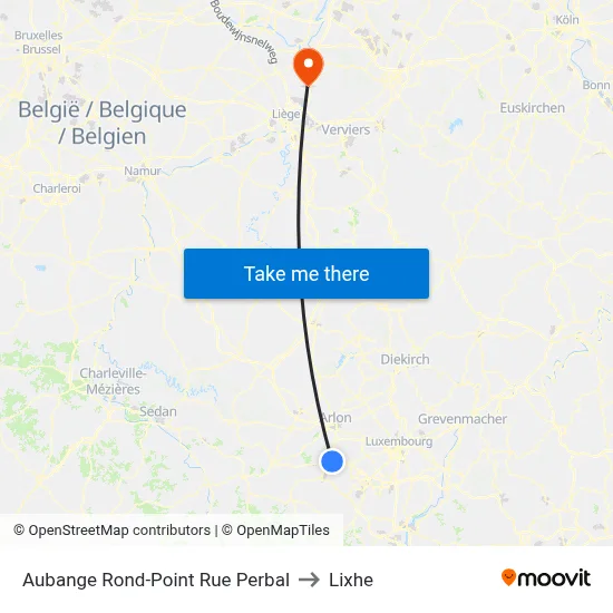 Aubange Perbal Street Roundabout to Lixhe map