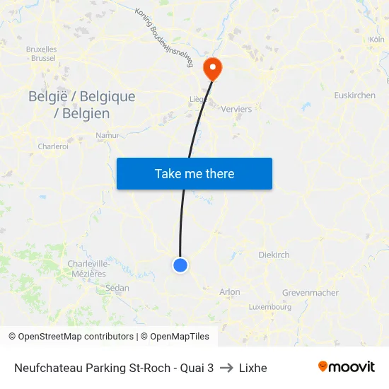 Neufchateau St-Roch Parking - Platform 3 to Lixhe map