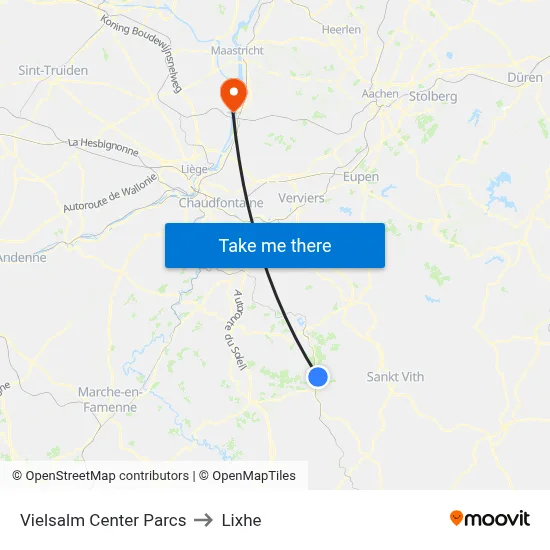 Vielsalm Center Parcs to Lixhe map