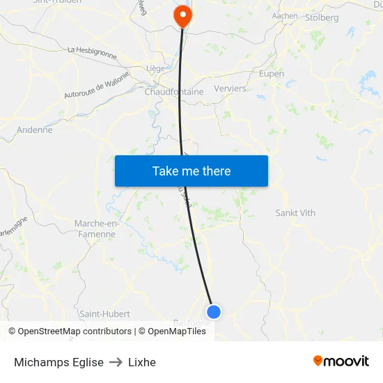 Michamps Eglise to Lixhe map