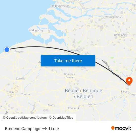 Bredene Campgrounds to Lixhe map