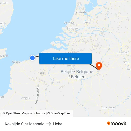 Koksijde Saint Idesbald to Lixhe map