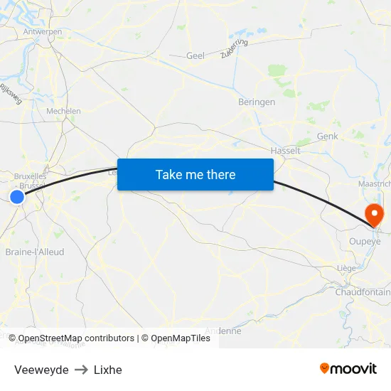 Veeweyde to Lixhe map